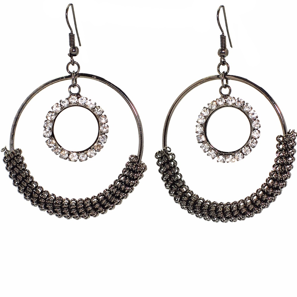 Luna Loop Clear Crystal Dangle Earrings - Picture 5 of 5